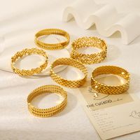 Modern Style Simple Style Round 304 Stainless Steel 18K Gold Plated Bangle In Bulk main image 5
