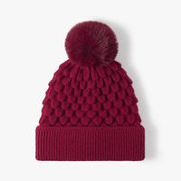 Women's Basic Lady Simple Style Solid Color Pom Poms Eaveless Wool Cap sku image 4