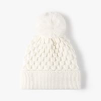 Women's Basic Lady Simple Style Solid Color Pom Poms Eaveless Wool Cap sku image 1