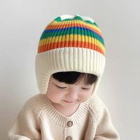Children Unisex Cartoon Style Cute Simple Style Colorful Stripe Knitted Wool Cap main image 4