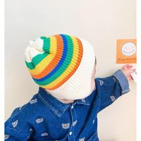 Children Unisex Cartoon Style Cute Simple Style Colorful Stripe Knitted Wool Cap main image 2