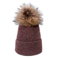 Women's Basic Simple Style Solid Color Pom Poms Eaveless Wool Cap main image 4