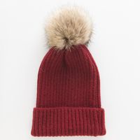 Women's Basic Solid Color Pom Poms Eaveless Wool Cap sku image 4