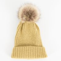 Women's Basic Solid Color Pom Poms Eaveless Wool Cap sku image 1