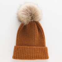 Women's Basic Solid Color Pom Poms Eaveless Wool Cap sku image 7