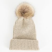 Women's Basic Solid Color Pom Poms Eaveless Wool Cap sku image 3