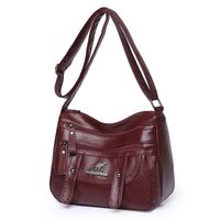 Women's Pu Leather Solid Color Vintage Style Square Zipper Square Bag sku image 1