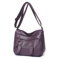 Women's Pu Leather Solid Color Vintage Style Square Zipper Square Bag sku image 2
