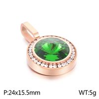 1 Piece Titanium Steel Rhinestones 18K Gold Plated Round sku image 20