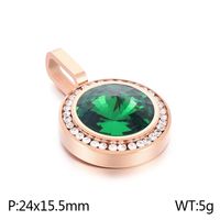 1 Piece Titanium Steel Rhinestones 18K Gold Plated Round sku image 21