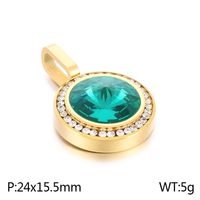 1 Piece Titanium Steel Rhinestones 18K Gold Plated Round sku image 25