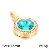 1 Piece Titanium Steel Rhinestones 18K Gold Plated Round sku image 31