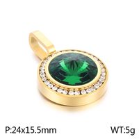 1 Piece Titanium Steel Rhinestones 18K Gold Plated Round sku image 27