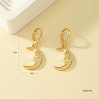 1 Pair Retro Simple Style Moon Plating Alloy Gold Plated Drop Earrings main image 6