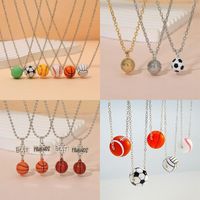 Fitness Streetwear Sports Basketball Football Gold Plated Silver Plated Alloy Metal Wholesale Pendant Necklace main image 1