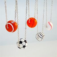 Fitness Streetwear Sports Basketball Football Gold Plated Silver Plated Alloy Metal Wholesale Pendant Necklace main image 4