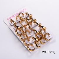 12 Pairs Casual Elegant Solid Color Plating 304 Stainless Steel 18K Gold Plated Hoop Earrings main image 1