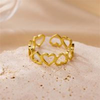 Roman Style Heart Shape Stainless Steel Plating 18k Gold Plated Open Rings main image 6