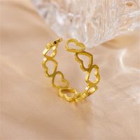 Roman Style Heart Shape Stainless Steel Plating 18k Gold Plated Open Rings main image 4