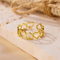 Roman Style Heart Shape Stainless Steel Plating 18k Gold Plated Open Rings main image 1