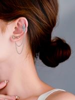 1 Set 2 Pieces Simple Style Classic Style Star Moon Butterfly Plating Inlay Copper Zircon Silver Plated Ear Cuffs main image 8