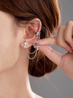 1 Set 2 Pieces Simple Style Classic Style Star Moon Butterfly Plating Inlay Copper Zircon Silver Plated Ear Cuffs sku image 4