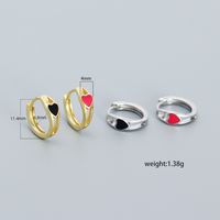 1 Pair Simple Style Heart Shape Sterling Silver Enamel Earrings main image 4