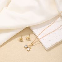 Ig Style Simple Style Bicycle Copper Plating Inlay Zircon Gold Plated Earrings Necklace main image 4