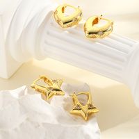 1 Pair Vintage Style Star Heart Shape Plating Inlay Copper Zircon 18k Gold Plated Hoop Earrings main image 5