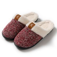 Unisex Casual Plaid Round Toe Cotton Slippers sku image 4