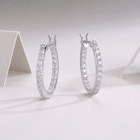 Style Simple Style Classique Couleur Unie Argent Sterling Incruster Moissanite Des Boucles D'oreilles main image 1