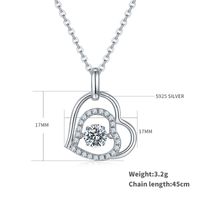Lady Simple Style Classic Style Heart Shape Sterling Silver Gra Inlay Moissanite Rhodium Plated Pendant Necklace sku image 1