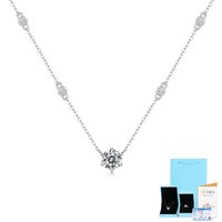 Simple Style Classic Style Solid Color Sterling Silver Inlay Moissanite Pendant Necklace sku image 2