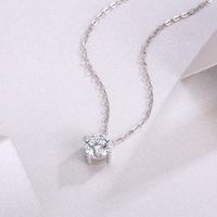 Simple Style Solid Color Sterling Silver Inlay Moissanite Pendant Necklace main image 4