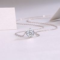 Simple Style Solid Color Sterling Silver Inlay Moissanite Pendant Necklace main image 3