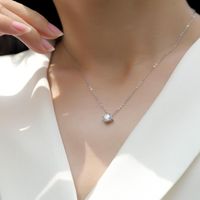 Simple Style Solid Color Sterling Silver Inlay Moissanite Pendant Necklace main image 1