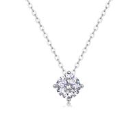 Simple Style Solid Color Sterling Silver Inlay Moissanite Pendant Necklace sku image 1