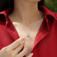Simple Style Solid Color Sterling Silver Inlay Moissanite Pendant Necklace main image 6