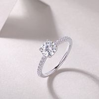 Simple Style Classic Style Solid Color Sterling Silver Inlay Moissanite Rings main image 2