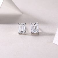 Simple Style Solid Color Sterling Silver Inlay Moissanite Ear Studs main image 7