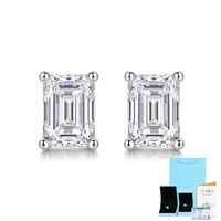Simple Style Solid Color Sterling Silver Inlay Moissanite Ear Studs sku image 2