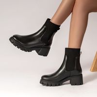 Women's Casual Solid Color Round Toe Booties main image 4