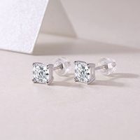 Simple Style Classic Style Solid Color Sterling Silver Inlay Moissanite Ear Studs main image 1
