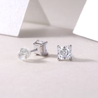 Simple Style Classic Style Solid Color Sterling Silver Inlay Moissanite Ear Studs main image 2