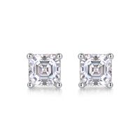 Simple Style Classic Style Solid Color Sterling Silver Inlay Moissanite Ear Studs main image 5