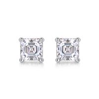 Simple Style Classic Style Solid Color Sterling Silver Inlay Moissanite Ear Studs sku image 1