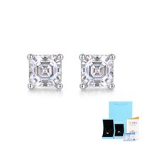 Simple Style Classic Style Solid Color Sterling Silver Inlay Moissanite Ear Studs sku image 2