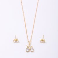 Ig Style Simple Style Bicycle Copper Plating Inlay Zircon Gold Plated Earrings Necklace main image 2