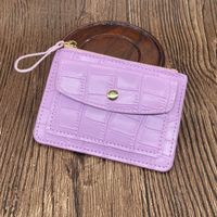 Women's Solid Color Pu Leather Metal Button Zipper Card Holders sku image 8