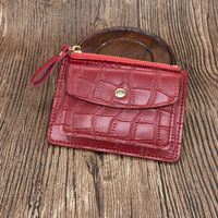 Women's Solid Color Pu Leather Metal Button Zipper Card Holders sku image 7